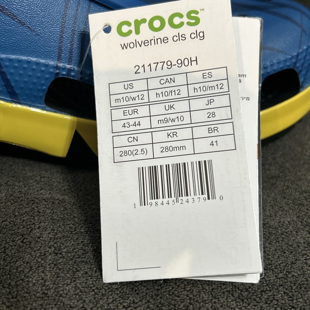 Crocs Wolverine Classic Clog Men 10 Blue Yellow Marvel Claw Superhero 211779-90H - Picture 7 of 9